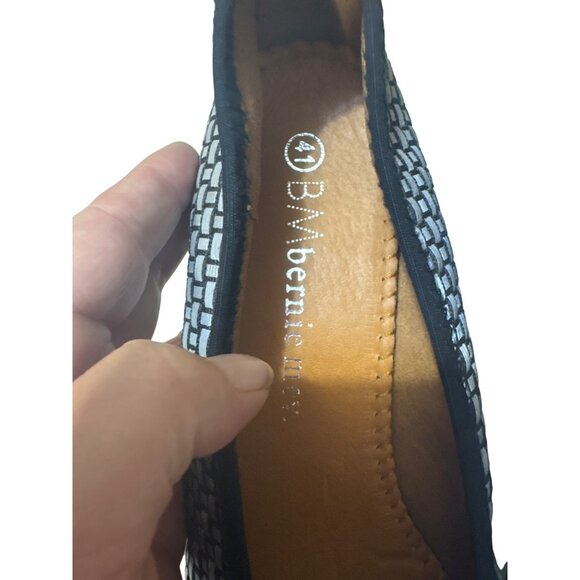 Bernie Mev Womens 10 Platform Black & Silver Woven High Heel Shoes - Picture 3 of 6